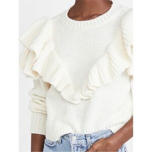 MINKPINK Cream Ruffle Knit Sweater size, small never worn excellent condition